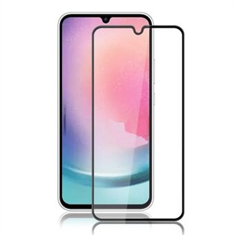 AMORUS voor Samsung Galaxy A24 4G zijdedruk schermbeschermer gehard glas anti-explosie volledige lijmfilm - zwart