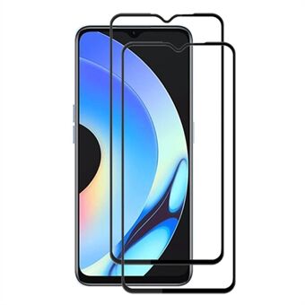 AMORUS 2 stuks voor Realme 10s 5G zijdedruk telefoonschermbeschermer volledige lijm gehard glas volledige dekkingsfilm - zwart