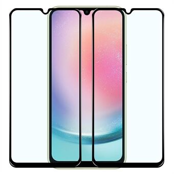 NORTHJO 2 stks A + voor Samsung Galaxy A24 4G zijde afdrukken volledige schermbeschermer 0.3 mm 2.5D hoge aluminium-silicium glasfilm - zwart