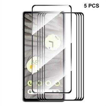 ENKAY HOED Prince 5PCS Screen Film voor Google Pixel 7a Zijdedruk Hoge Aluminium-silicium Glas 9H 2.5D 0.26mm Screen Protector