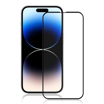 AMORUS Voor iPhone 15 Pro Hoge Transparantie Schermbeschermer Zijdedruk Volledige lijm Gehard Glas Film - Zwart