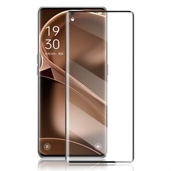 AMORUS voor Oppo Find X6 Pro Silk Printing Full Screen Protector 3D gebogen gehard glas volledige lijmfilm