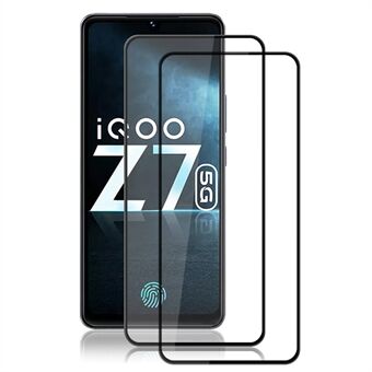 AMORUS 2st voor vivo iQOO Z7 5G Zijdedruk Volledig schermbeschermer Gehard glas Volledige lijmfilm - zwart