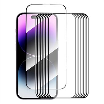 ENKAY HOED Prince 10 stks 9 H Film voor iPhone 15 Pro , 0.26mm 2.5D Zijde Afdrukken Hoge Aluminium-silicium Glas Screen Protector