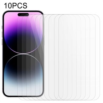 10 stuks schermbeschermer voor iPhone 15 Pro , dikke lijm gehard glas 2.5D Arc Edge transparante film