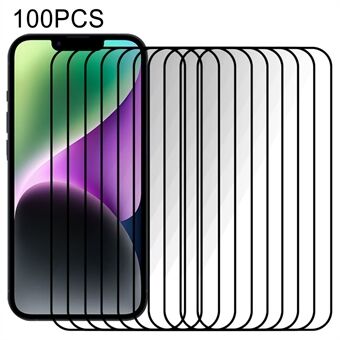 100 stks HD Bubble-Free Film voor iPhone 15 Plus , Volledige Cover Scratch Gehard Glas Screen Protector