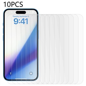 10 STKS Anti-explosie Screen Protector voor iPhone 15 Plus , kristalhelder gehard glas telefoonschermfilm