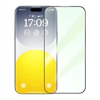 BASEUS Corning-serie voor iPhone 15 Plus Anti-groen-licht Volledig Scherm Beschermfolie Corning Gorilla Glass Film (met Stof Filter)