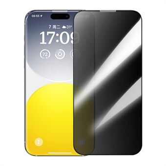 BASEUS Corning Series Volledig Schermbeveiliging voor iPhone 15 Pro Max Anti-spion Corning Gorilla Glass Film (met Stoffilter)