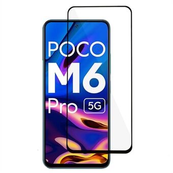 Voor Xiaomi Poco M6 Pro 5G Zijdedruk Zwarte Edge Screenprotector Volledige lijm Volledige dekking Gehard glasfilm