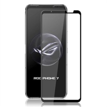 AMORUS Screenprotector voor Asus ROG Phone 7 5G, Cover Silk Printing Volledige lijm Gehard Glas Film Guard - Zwart