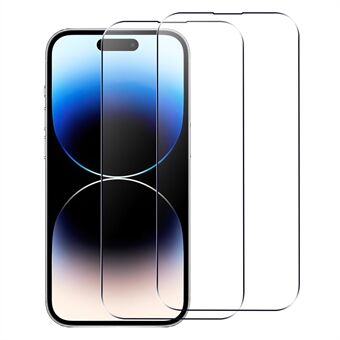 2 stuks telefoonschermbeschermer voor iPhone 15 Pro Max, anti-explosie 2.5D Arc Edge gehard glasfilm