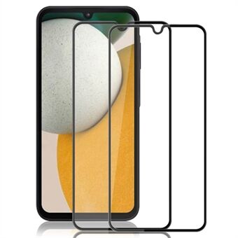 AMORUS 2 stuks Voor Samsung Galaxy A15 4G Volledige Lijm Zijdeprint Gehard Glas Film Volledig Scherm Beschermer - Zwart