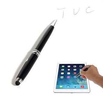 Zwarte 2-in-1 Stylus Touch Pen + Pen voor iPhone 6 iPad Samsung Sony HTC