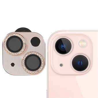 RURIHAI Strass Schuurmiddel Gehard Glas + Aluminium Anti-kras Camera Lens Cover Film voor iPhone 13 6.1 Inch / iPhone 13 Mini 5.4 Inch