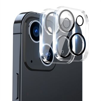 ENKAY HAT- Prince 2 stks / set voor iPhone 13 / 13 mini gehard glas achterkant camera lens beschermfolie, zwarte Ring