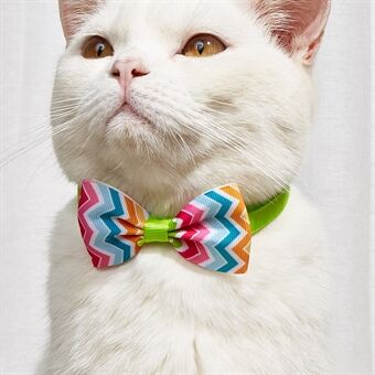 TG-HP109 Leuke golfstreep Bowtie Fruitpatroon bedrukte stropdas Pet Cat Dog verstelbare kraagset