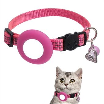 Voor AirTag Pet Collar GPS Tracker Siliconen beschermhoes met bel en hartvormige hanger