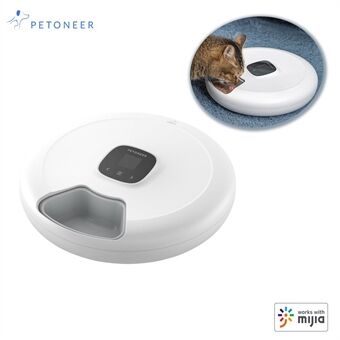 PETONEER 6-maaltijd automatisch huisdiervoer met TFT-scherm en digitale timer-gevoelige knoppen Droogvoerdispenser voor katten en kleine honden