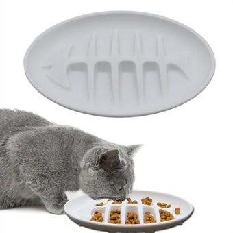 Cat Slow Feeder Bowl Fish Bone Design Preventing Choke Silicone Kitten Feeder Bowl