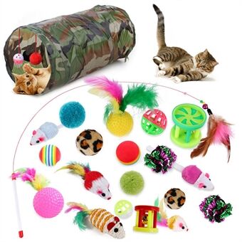 21-delige / Set Kat Speelgoed Set met Camouflage Tunnel Interactief Kat Speelgoed Met Veren Muis Knisperende Ballen