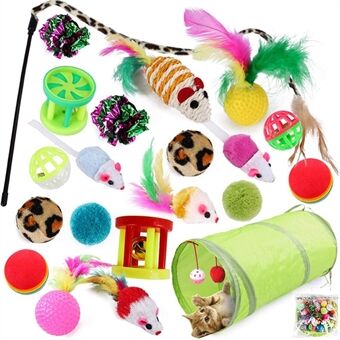 21 stks / Set Katten Speelgoed Set met Groene Tunnel Interactief Katten Speelgoed Veermuis Knisperballen