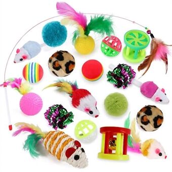 20 Stuks / Set Kattenmuis Knisperballetjes Speelgoed Set Interactief Katten Speelgoed Kattenkruid Teaser Stok Pluizige Muizen Balletjes