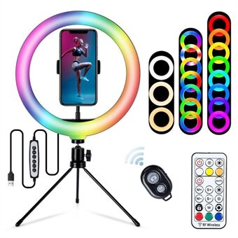 S26-RGB 10-inch RGB LED-ringlicht Ring -fotografie Invullicht met telefoonhouder en statief