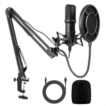 YANMAI Q10-B Professionele Opname Lied Uitzending Studio Microfoon USB Microfoon met Beugel Shock Mount Pop Filter Kit