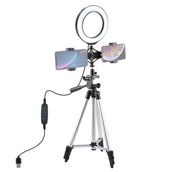 PULUZ-standaardbeugel + live-uitzending dubbele telefoonbeugel + 6,2-inch 16 cm LED- Ring Vlogging-videolampkit