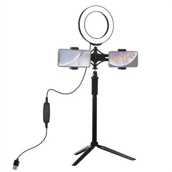 PULUZ Stand Beugel + Verlengstuk + Live Uitzending Dual Telefoon Beugel + 6.2 Inch 16cm LED Ring Vlogging Video Light Kit