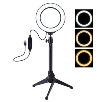 PULUZ Desktop Stand Houder + 4,7 Inch USB 3 Modi Dimbare LED Ring Vlogging Fotografie Video Licht Set