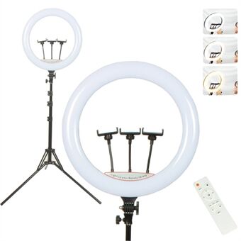 S-36 18 inch studiofotografie Selfie LED- Ring met 3 telefoonhouders standaard en afstandsbediening