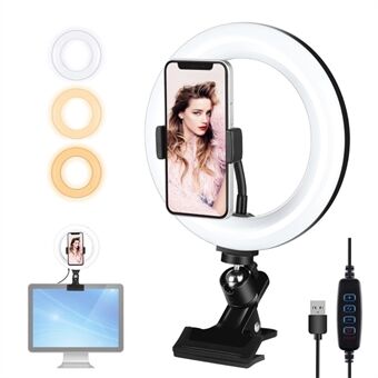 PULUZ PKT3120B Selfie Ring Licht 7.9 Inch 20cm 3200K-6500K Dimbaar Bureau Ring Licht voor YouTube Video Live Stream Make-up