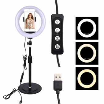 Selfie Flash Ring Light Mobiele telefoonhouder LED-camerabevestiging Lange arm USB- Stand