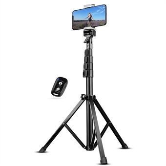 5-delige 130 cm telescopische video live streaming aluminium Stand met telefoonclip en Bluetooth-afstandsbediening