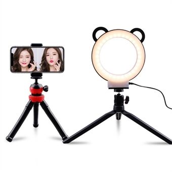 6 Inch Cartoon Panda Design USB Ring Fill Light Live Streaming Desktop Photo Lamp met 2 standaards