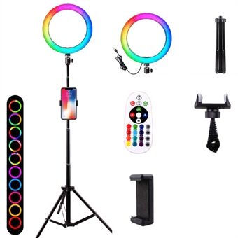 SD-5354 160 cm telescopische standaard afstandsbediening 10 inch USB 18 kleuren RGB Ring Fill light met verwijderbare telefoonhouder