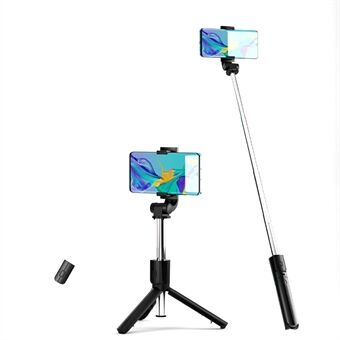 A02 Intrekbare Stand met afstandsbediening Draagbare opvouwbare Bluetooth Monopod Selfie Stick, zwart