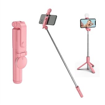 H1X 100cm intrekbare Bluetooth-standaard telefoonhouder draagbare verstelbare selfiestick met rond licht