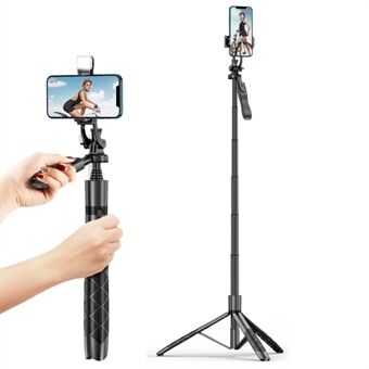 L16 Statief Stand Camera Gimbal Stabilizer Draadloze Bluetooth Afstandsbediening 34-153 cm Uitschuifbare Selfie Stick Telefoonclip Houder met Eén Invullicht
