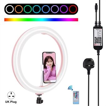 PULUZ 12 Inch RGB Dimbare LED Ring Vlogging Head Fotografie Video Licht met Koude Schoenen Statiefkop en Telefoonclip