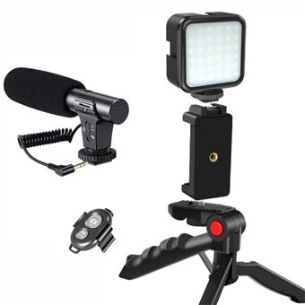 KIT-01LM Stand Telefoonhouder Invullicht Microfoon Kit Vlog Live Streaming Kit Breid Stand Verticale Opname uit