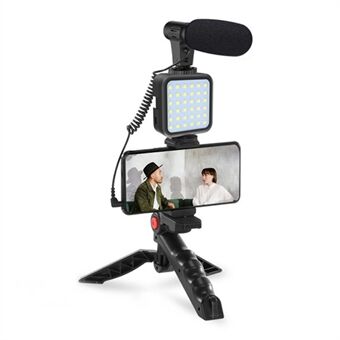 KIT-01LM Livestram Statieven Stand Fill Light + Microfoon + Stand Kit voor Video Meeting / Outdoor livestreaming / vlog