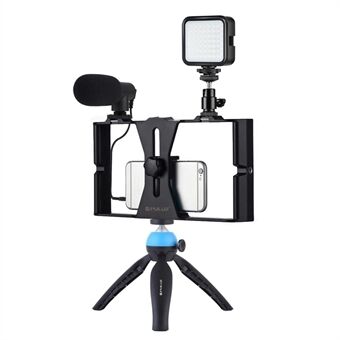 PULUZ PKT3095 Smartphone Vlog Live Streaming Video Rig Kit with Microphone + Tripod + Fill Light