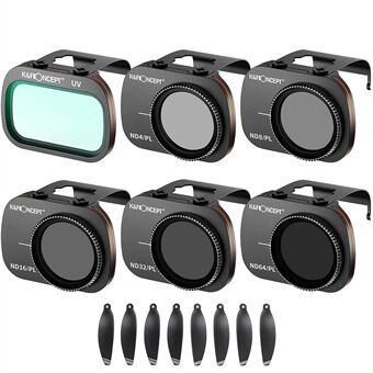 K&F CONCEPT SKU.1930 6-delige 2-in-1 filterset voor DJI Mavic Min, UV+ND4 / PL+ND8 / PL+ND16 / PL+ND32 / PL+ND64 / PL HD-filters Multi-coated lensfilters