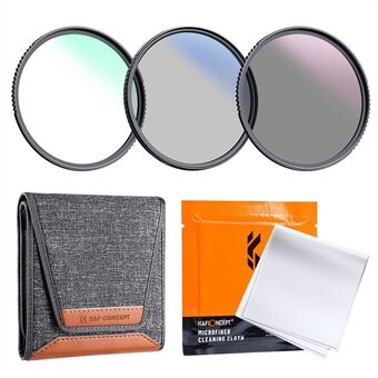 K&F CONCEPT 3 stks/set MCUV+CPL+ND4 Lens Filter Kit voor Nikon Canon Sony SLR Camera Lenzen Slanke Filter met Filter Zak en Schoonmaakdoekje