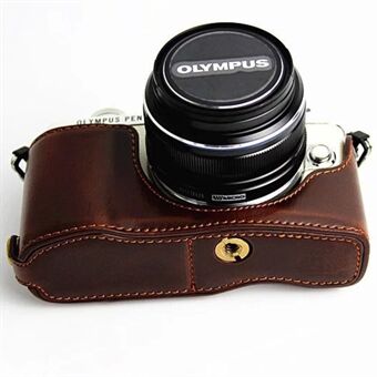 PU lederen camera tas met halve bodem Beschermhoes voor Olympus E-PL7 / E-PL8 / E-PL9