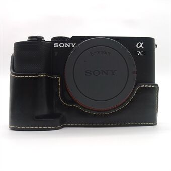 Half cameratasje PU lederen bodembeschermhoes met batterij opening voor Sony A7C