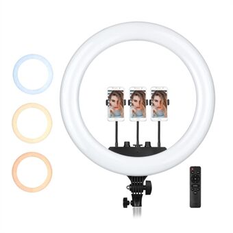 18 inch LED Ring fotolamp set met 3 telefoonhouders afstandsbediening voor livestream